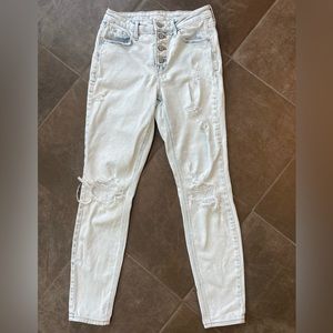 Old Navy High Rise Acid-Wash Distressed Skinny Jeans- 4
